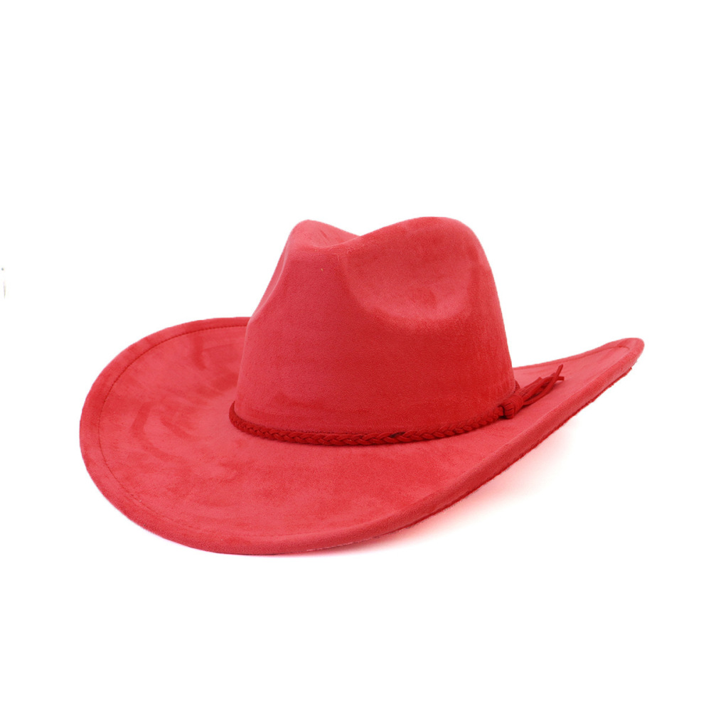 New Style Vintage Wide Brim Orange Cowboy Western Hats Men Bulk Wholesale Cap Adjustable Felt Suede Cowboy Hats for Adults