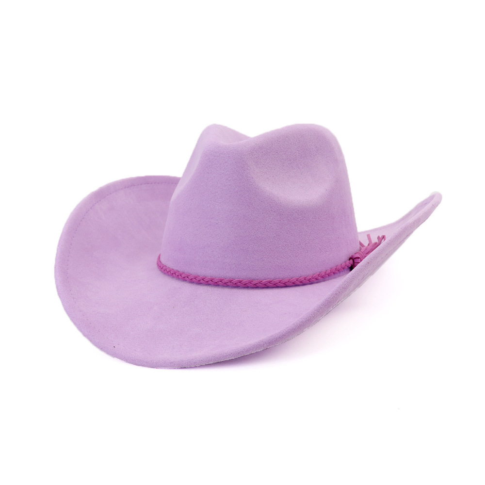 New Style Vintage Wide Brim Orange Cowboy Western Hats Men Bulk Wholesale Cap Adjustable Felt Suede Cowboy Hats for Adults
