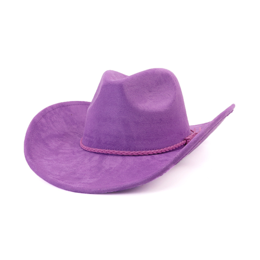 New Style Vintage Wide Brim Orange Cowboy Western Hats Men Bulk Wholesale Cap Adjustable Felt Suede Cowboy Hats for Adults