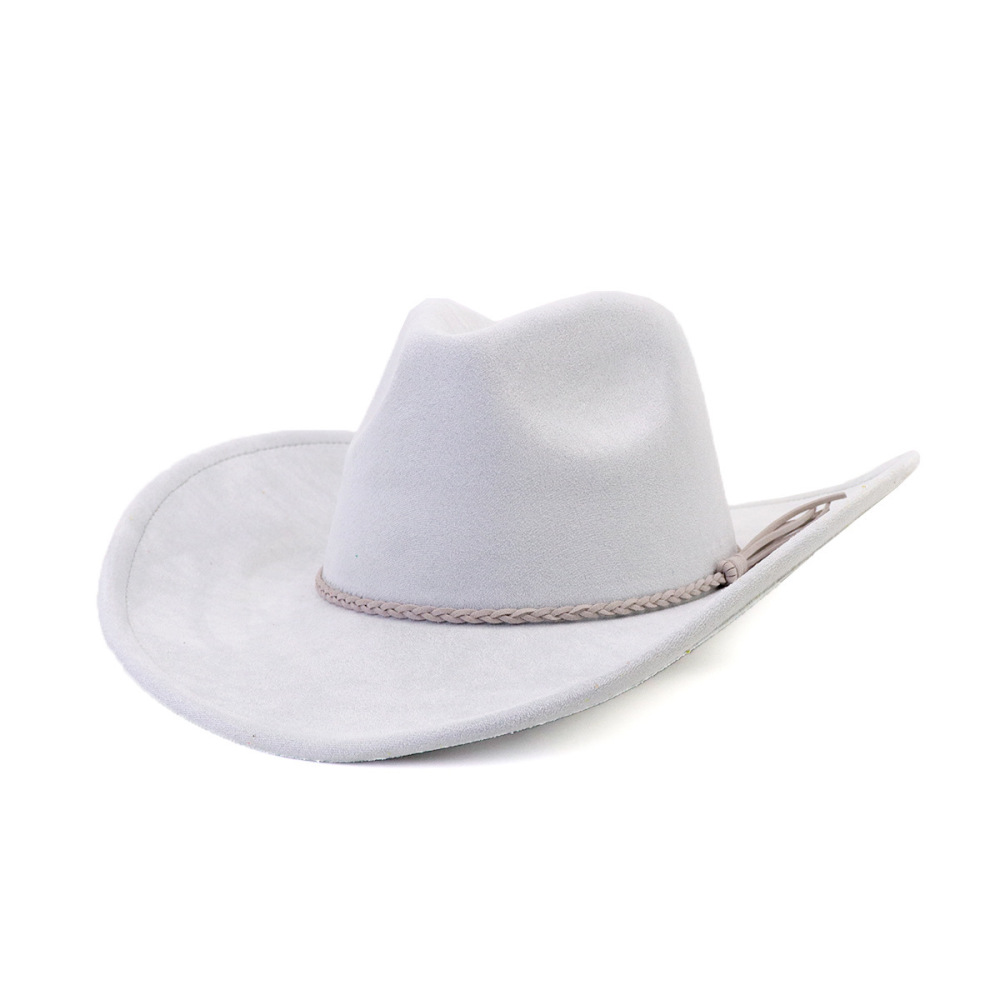 New Style Wide Brim vegan sude Cowboy Hats with fedora top