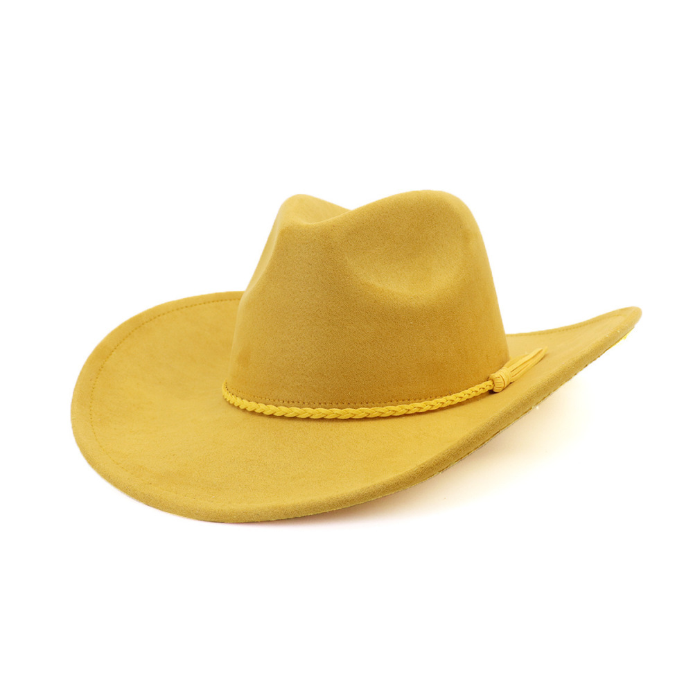 New Style Wide Brim vegan sude Cowboy Hats with fedora top