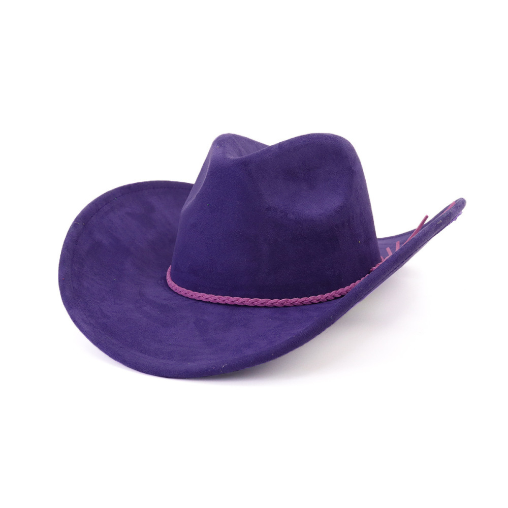 New Style Wide Brim vegan sude Cowboy Hats with fedora top