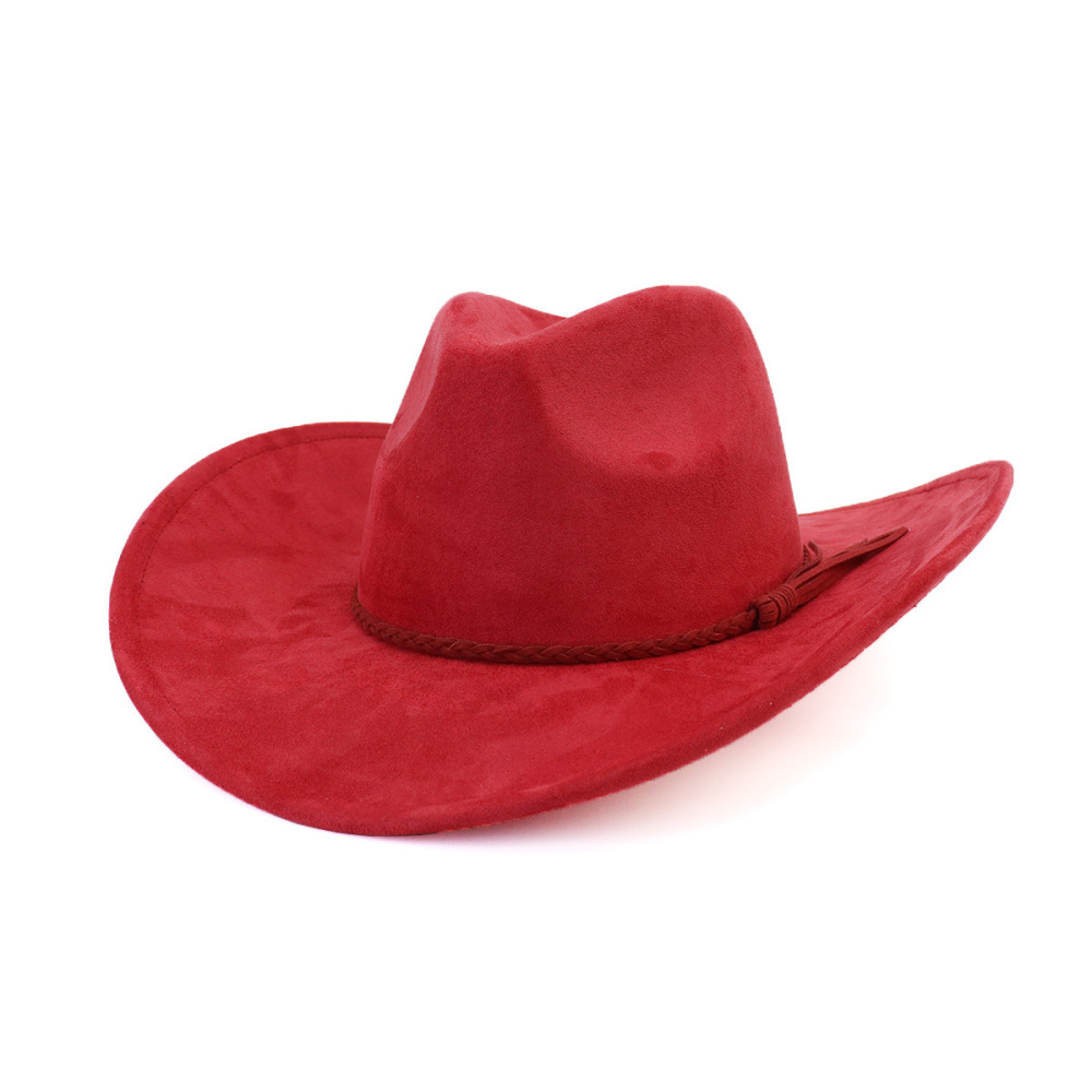 New Style Wide Brim vegan sude Cowboy Hats with fedora top