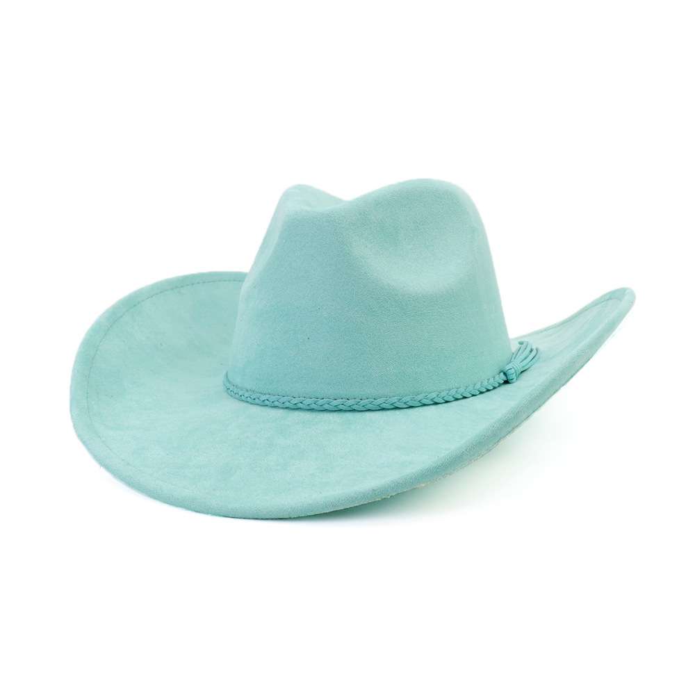 New Style Wide Brim vegan sude Cowboy Hats with fedora top