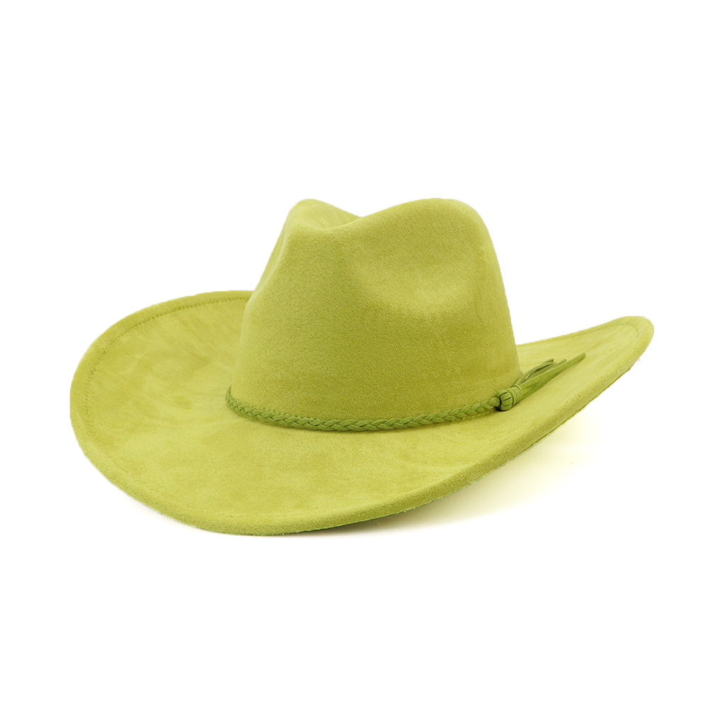 New Style Wide Brim vegan sude Cowboy Hats with fedora top