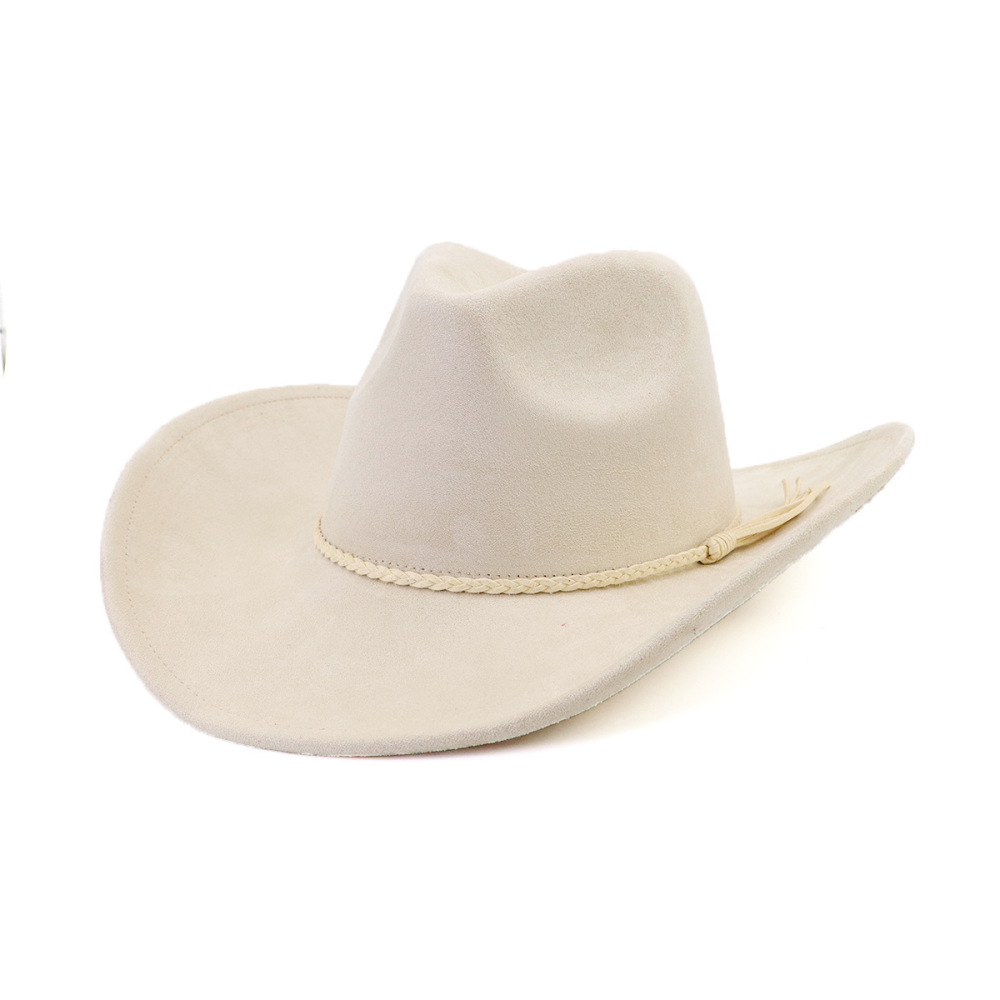 New Style Wide Brim vegan sude Cowboy Hats with fedora top