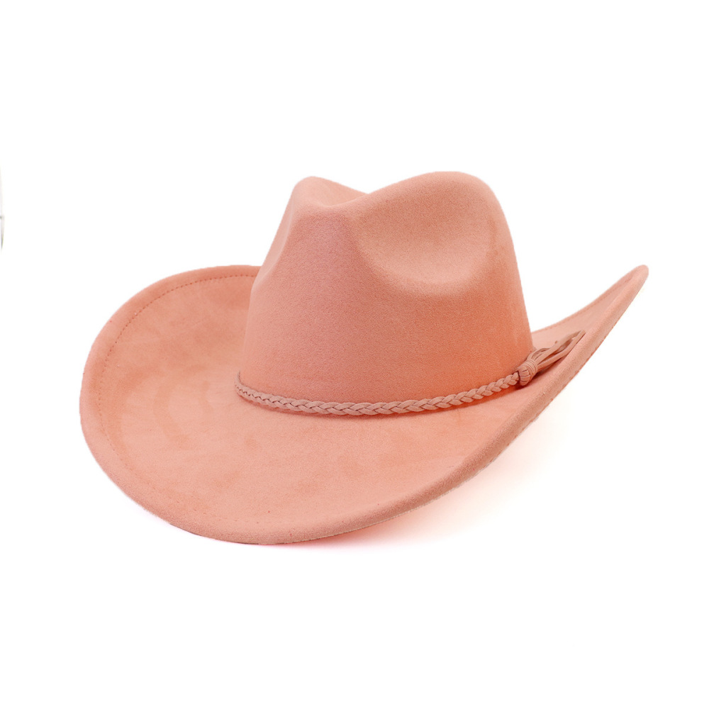 New Style Wide Brim vegan sude Cowboy Hats with fedora top
