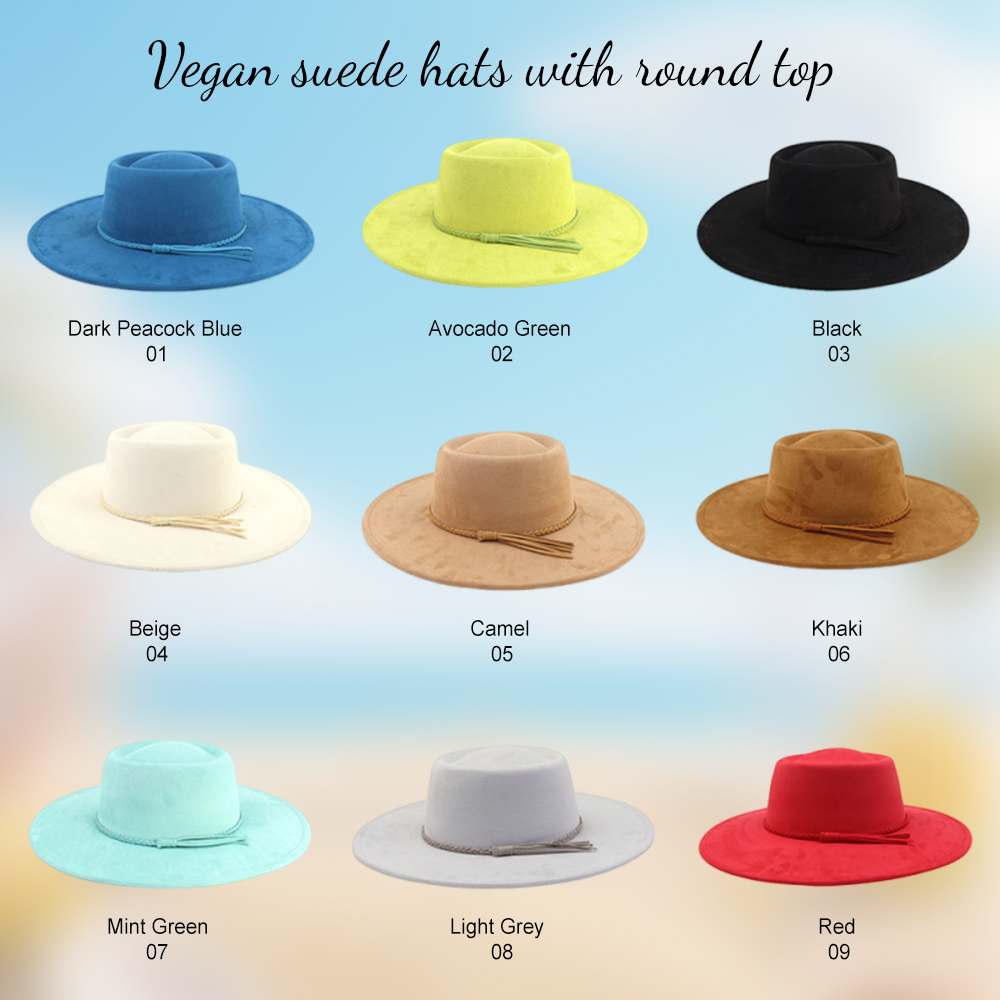Vegan suede hats with round top