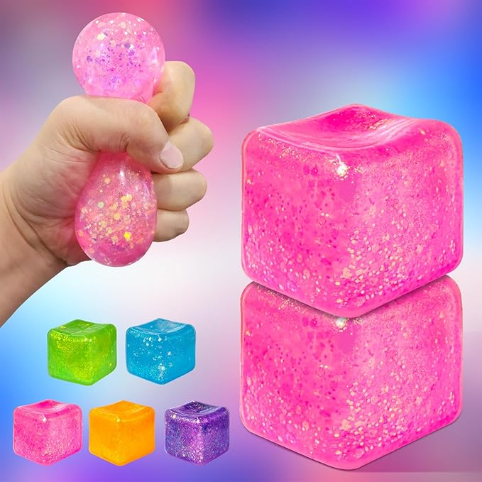 Glitter Squishy Ice Cube Fidget Toy Stress Relief 50pcs
