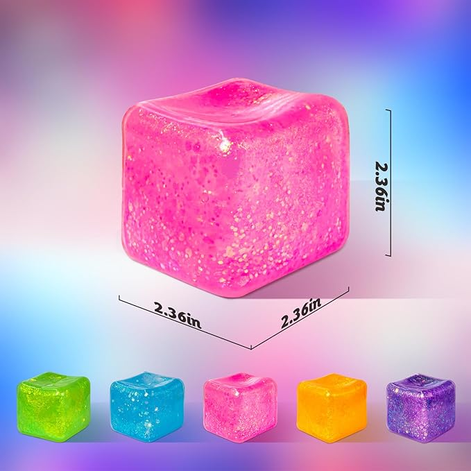Glitter Squishy Ice Cube Fidget Toy Stress Relief 50pcs