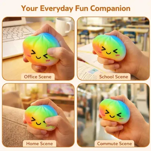 Squishy Rainbow Dumpling Sensory Stress Relief Toys for Adults 60pcs