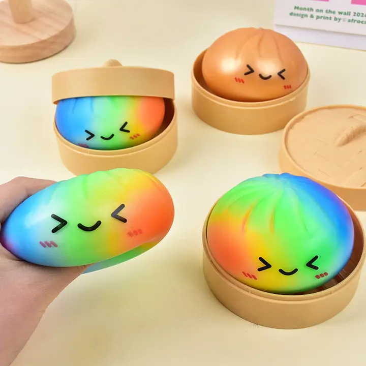 Squishy Rainbow Dumpling Sensory Stress Relief Toys for Adults 60pcs