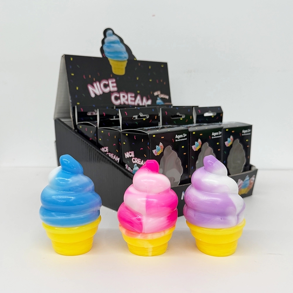 72 Pack China Warehouse TPR Squeezing Squishy Ice Cream Cone Toys Stress Relief Fidget Toy for Kids