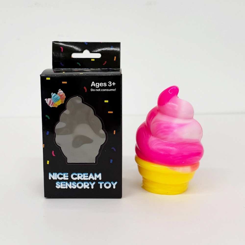72 Pack China Warehouse TPR Squeezing Squishy Ice Cream Cone Toys Stress Relief Fidget Toy for Kids