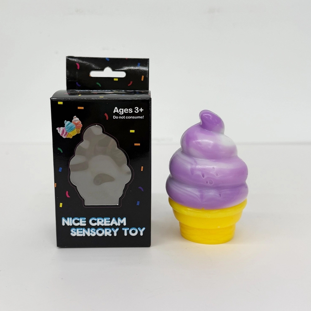 72 Pack China Warehouse TPR Squeezing Squishy Ice Cream Cone Toys Stress Relief Fidget Toy for Kids