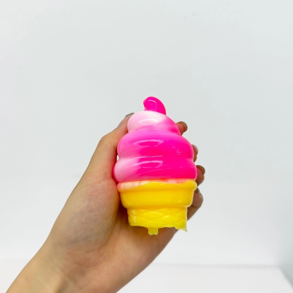 72 Pack China Warehouse TPR Squeezing Squishy Ice Cream Cone Toys Stress Relief Fidget Toy for Kids
