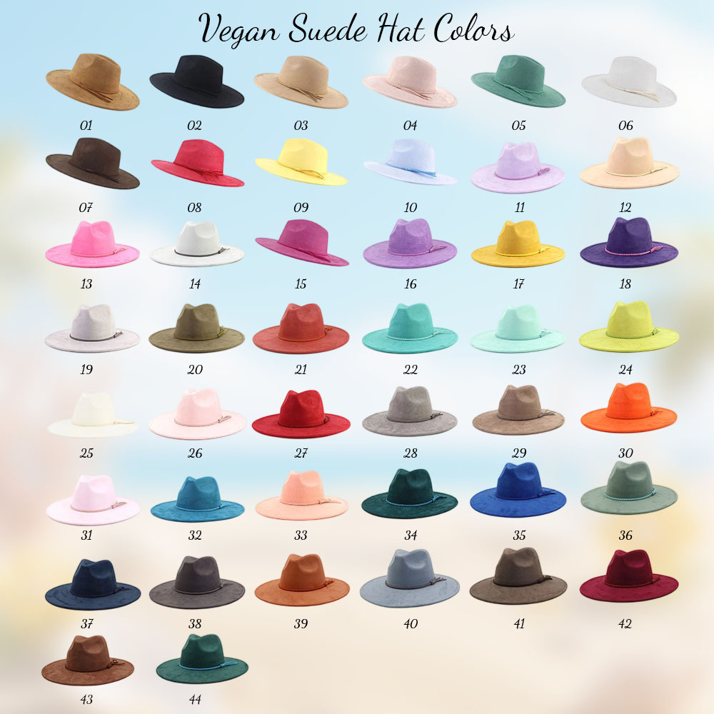 Mix styles Vegan Suede Blank Hat Arrow Shape Heart Shape Crown Suede Fedora Wide-brimmed Hats