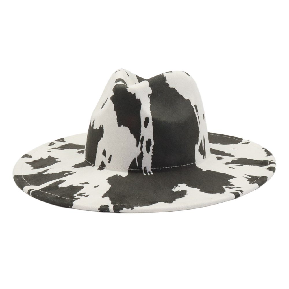 cow print vegan suede hats