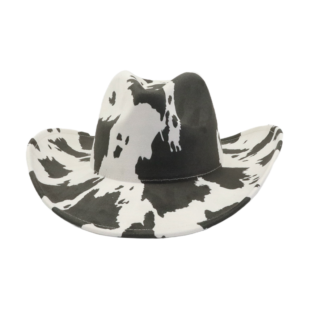 cow print vegan suede hats