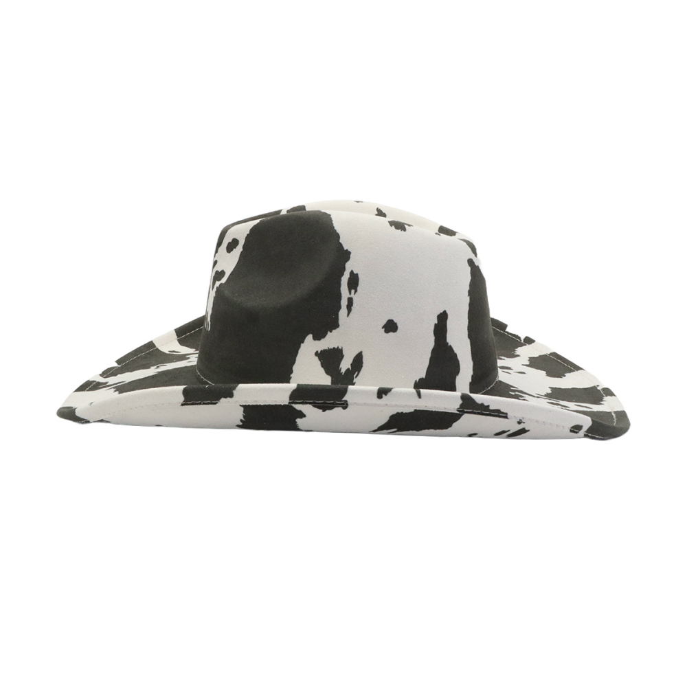 cow print vegan suede hats