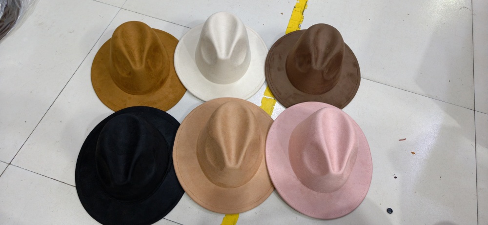 Short brim vegan suede hats