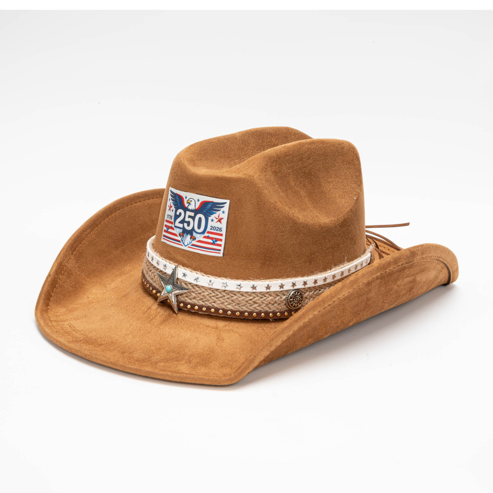 USA 250th Anniversary cowboy vegan suede Hat with Five-Star Hatband