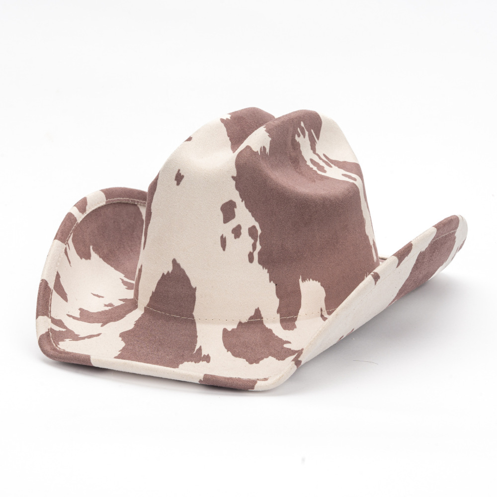 Western-style cowboy vegan suede hats cow print