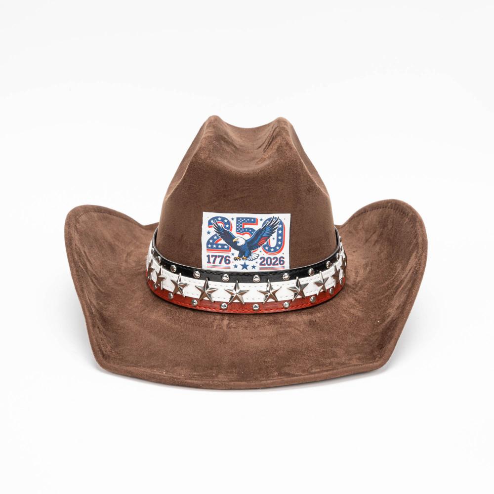 USA 250th Anniversary cowboy vegan suede Hat with Five-Star Hatband