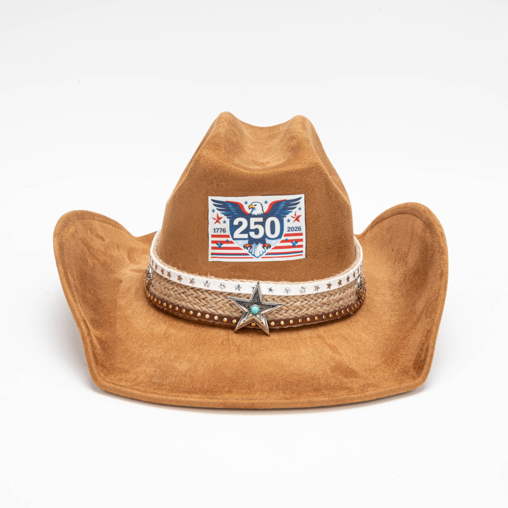 USA 250th Anniversary cowboy vegan suede Hat with Five-Star Hatband