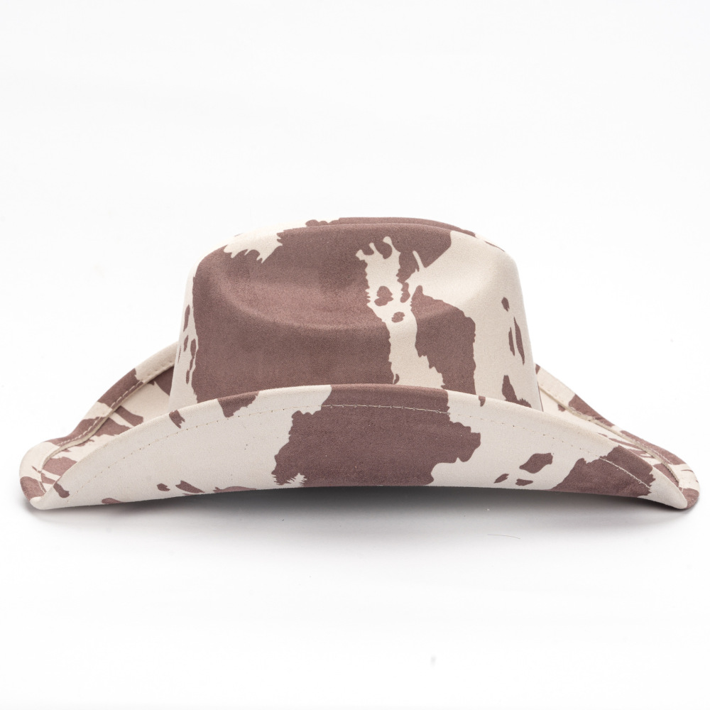 Western-style cowboy vegan suede hats cow print