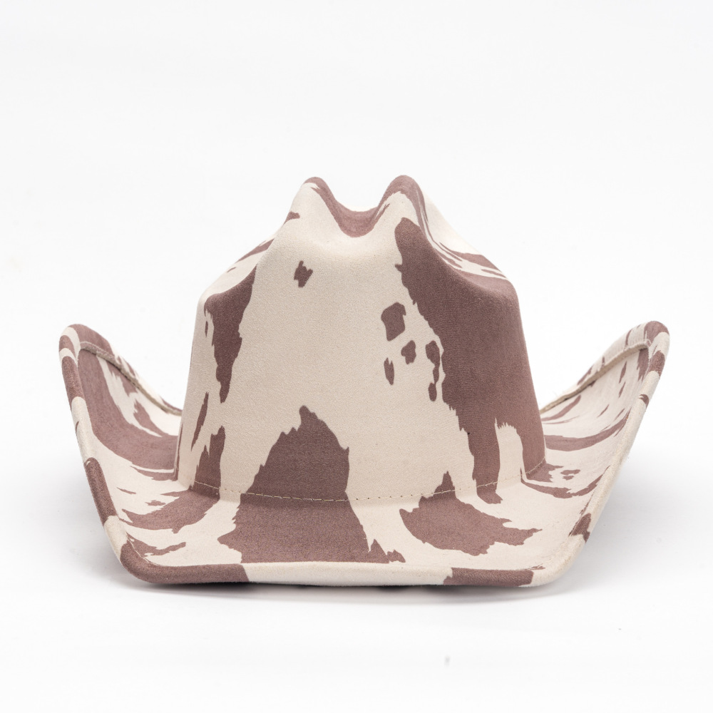 Western-style cowboy vegan suede hats cow print