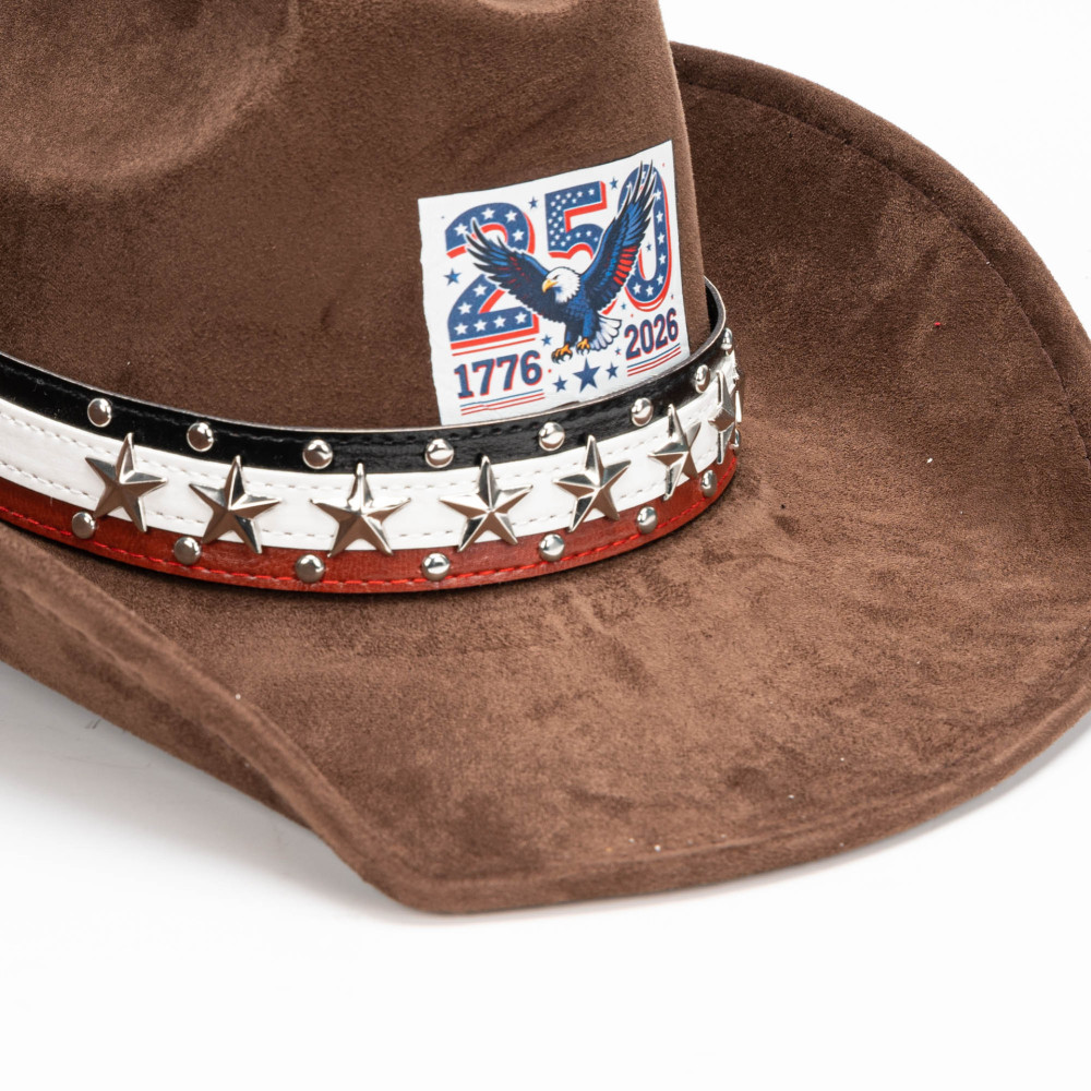 USA 250th Anniversary cowboy vegan suede Hat with Five-Star Hatband