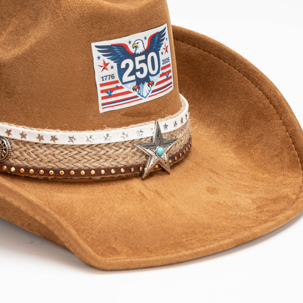 USA 250th Anniversary cowboy vegan suede Hat with Five-Star Hatband