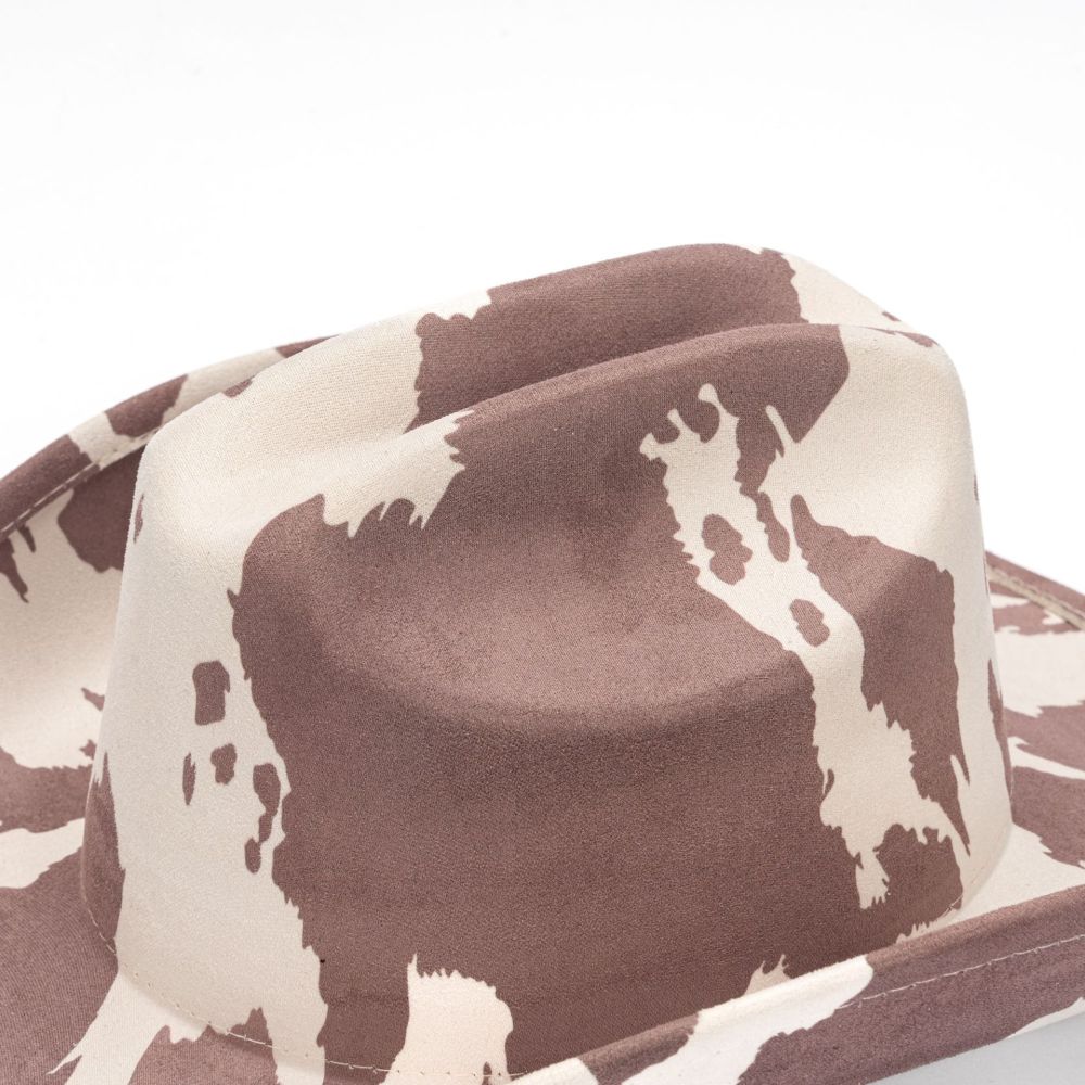 Western-style cowboy vegan suede hats cow print