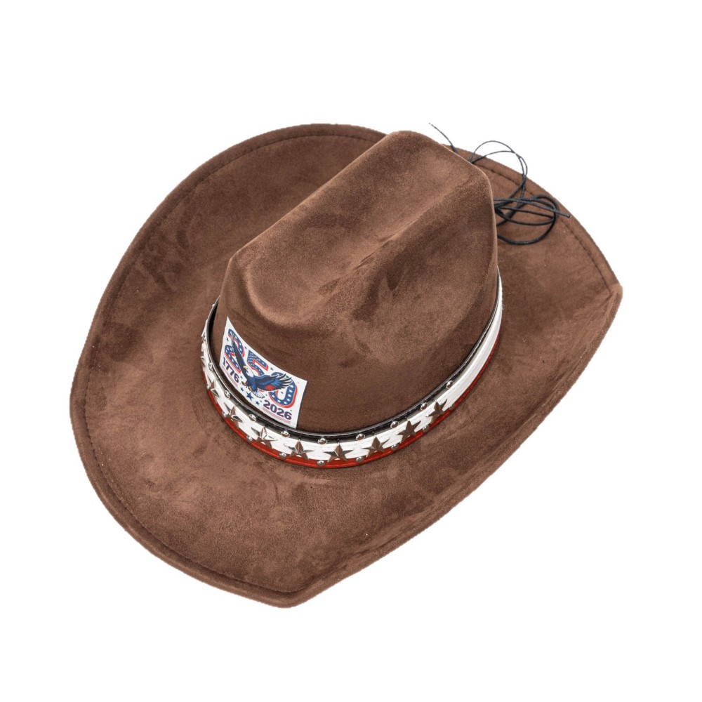 USA 250th Anniversary cowboy vegan suede Hat with Five-Star Hatband