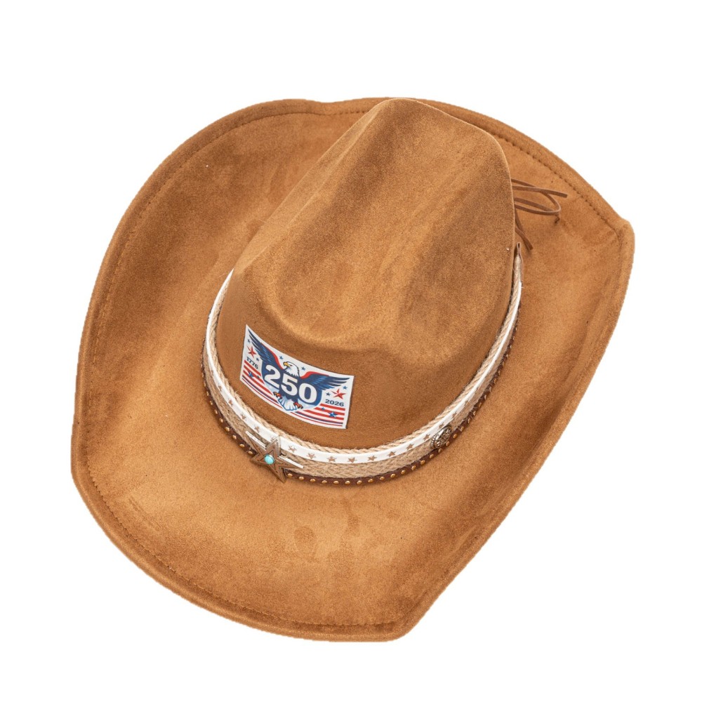 USA 250th Anniversary cowboy vegan suede Hat with Five-Star Hatband