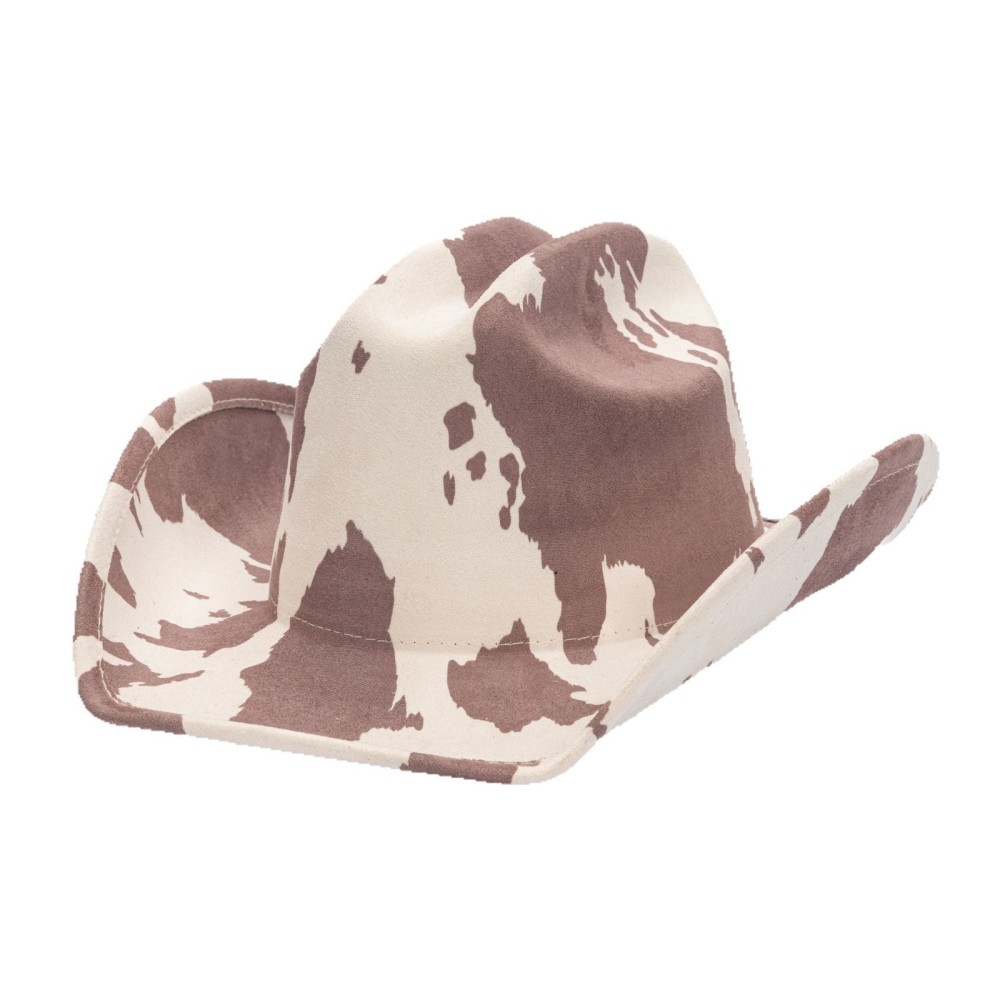Western-style cowboy vegan suede hats cow print