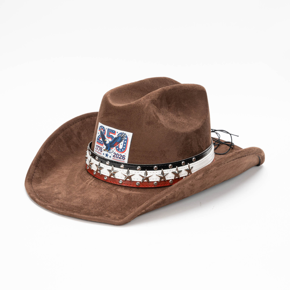 USA 250th Anniversary cowboy vegan suede Hat with Five-Star Hatband