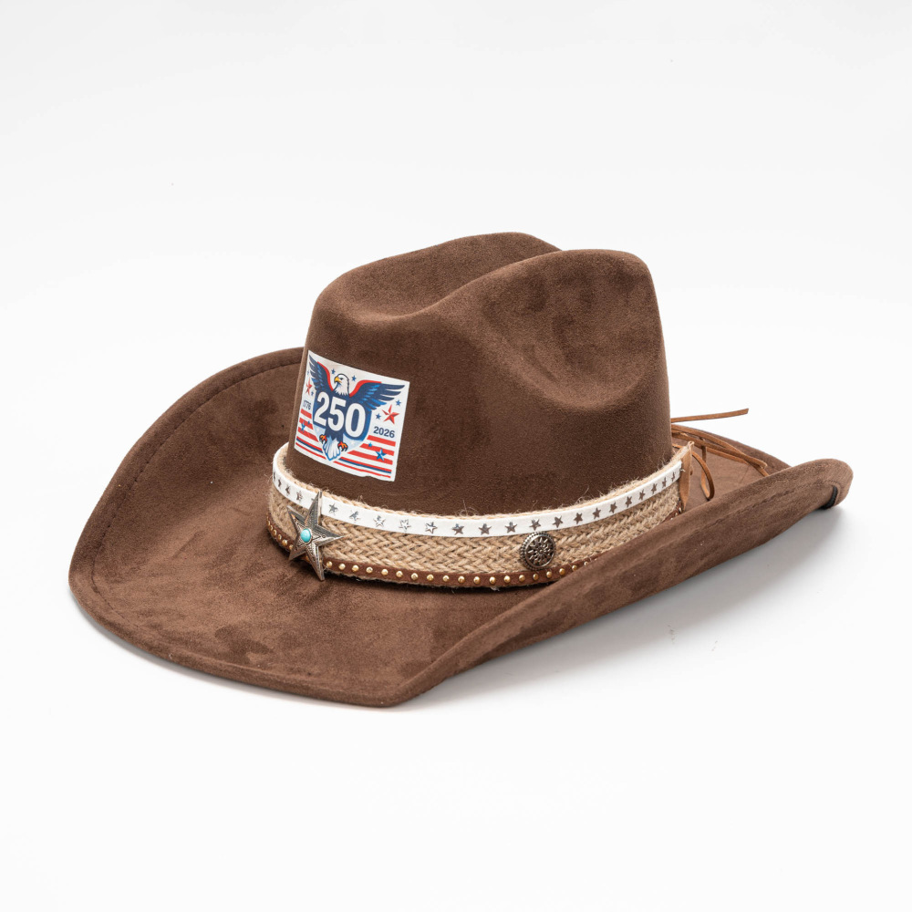 USA 250th Anniversary cowboy vegan suede Hat with Five-Star Hatband