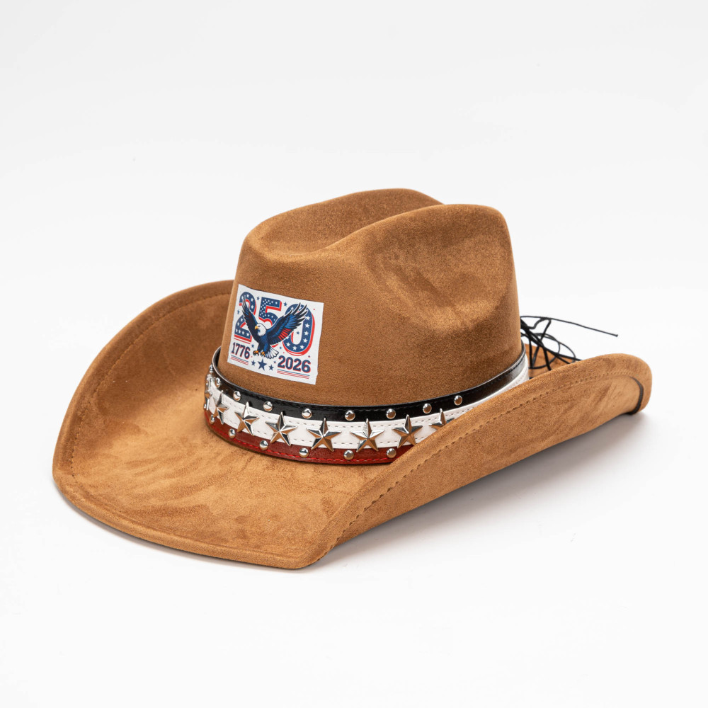 USA 250th Anniversary cowboy vegan suede Hat with Five-Star Hatband