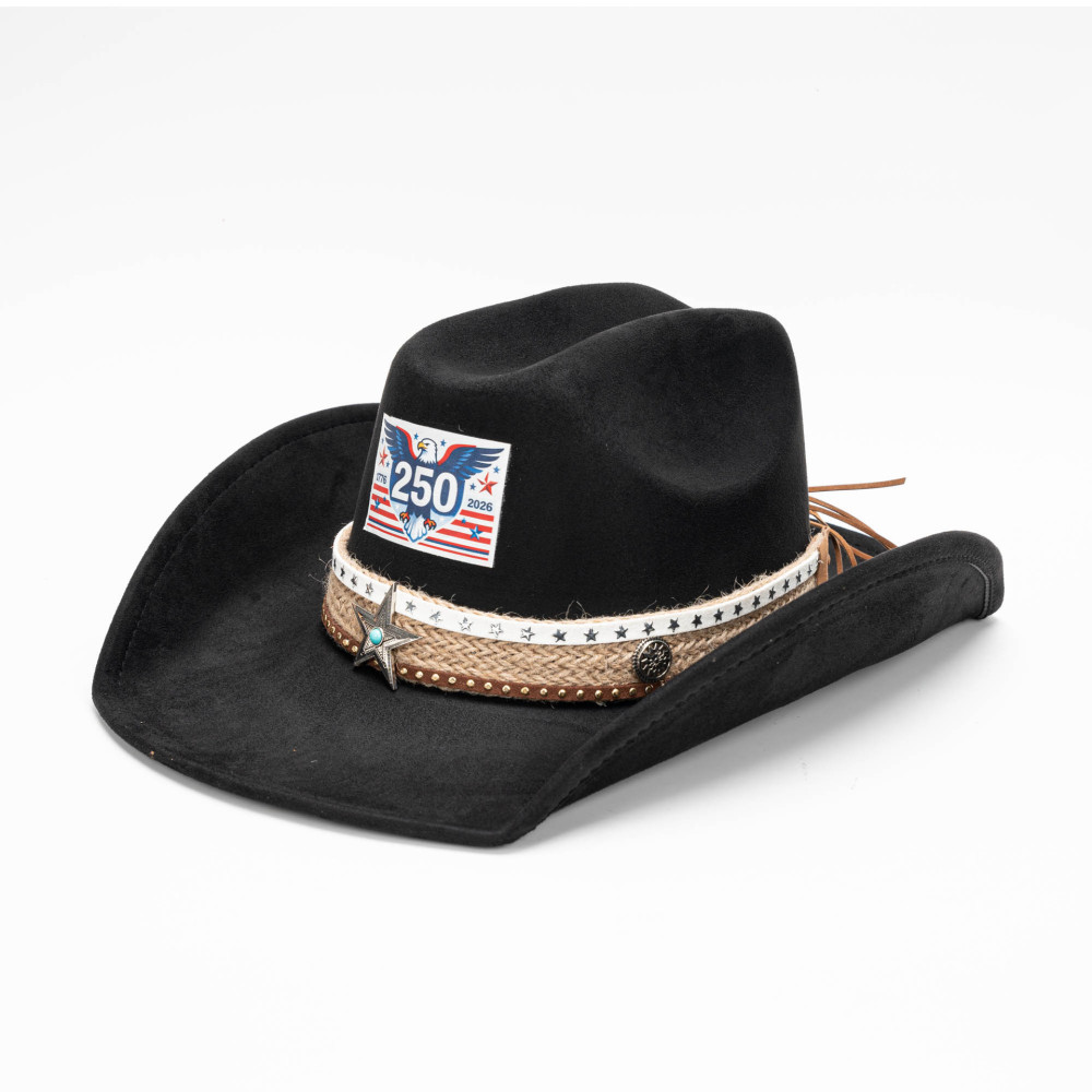 USA 250th Anniversary cowboy vegan suede Hat with Five-Star Hatband