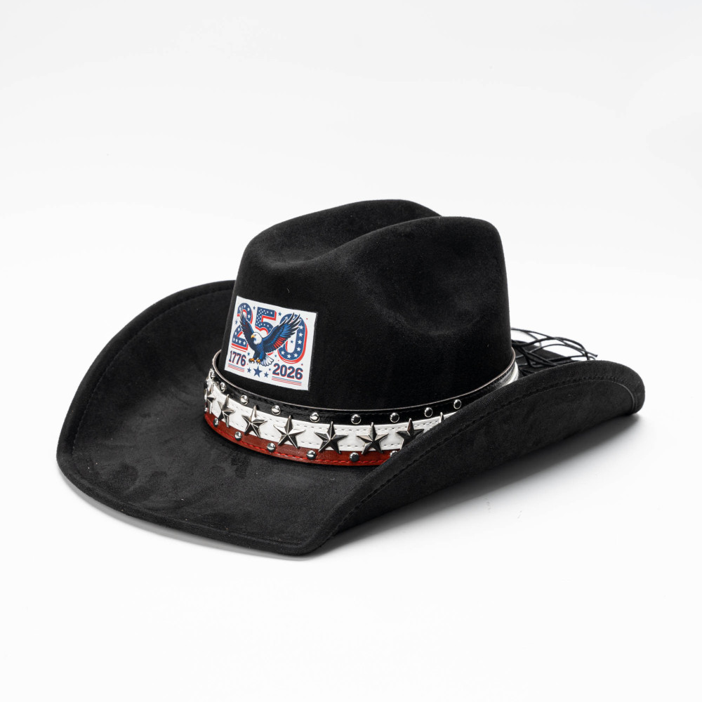 USA 250th Anniversary cowboy vegan suede Hat with Five-Star Hatband