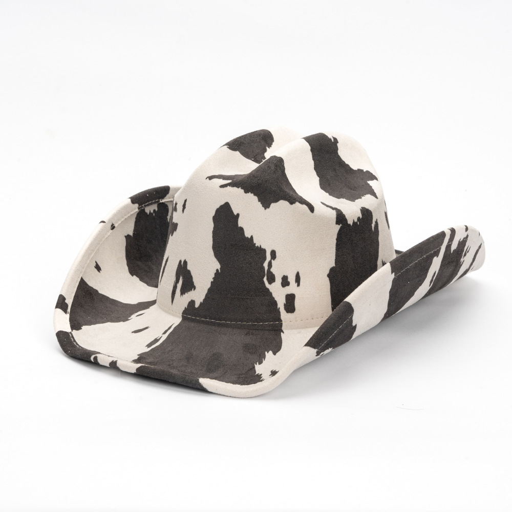 Western-style cowboy vegan suede hats cow print