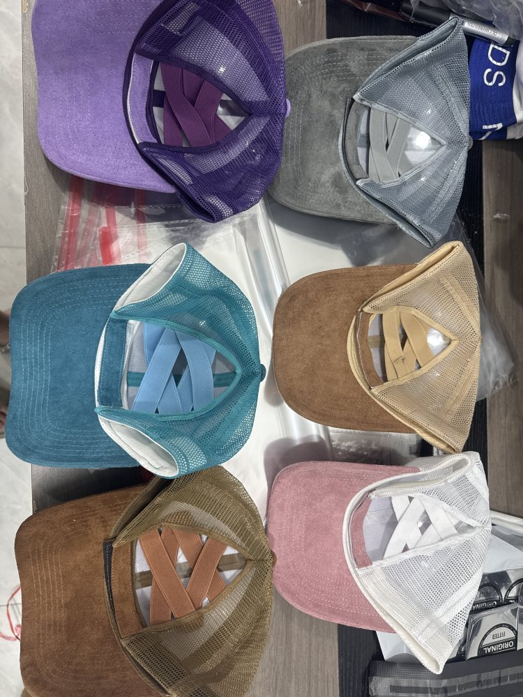 Vegan Suede ponytail hat