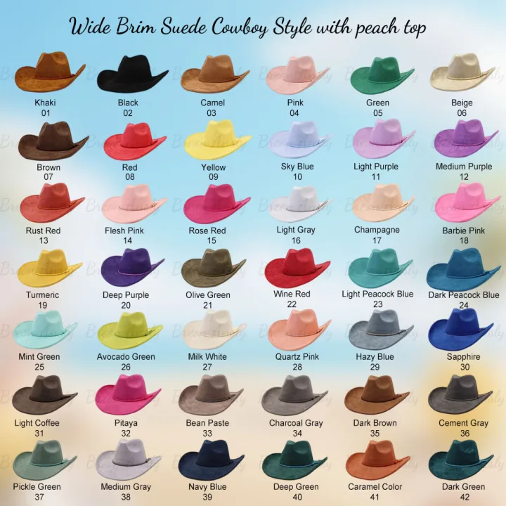 New Style Wide Brim vegan sude Cowboy Hats with fedora top
