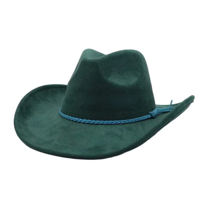 New Style Wide Brim vegan sude Cowboy Hats with fedora top