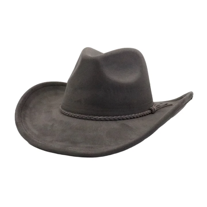 New Style Wide Brim vegan sude Cowboy Hats with fedora top