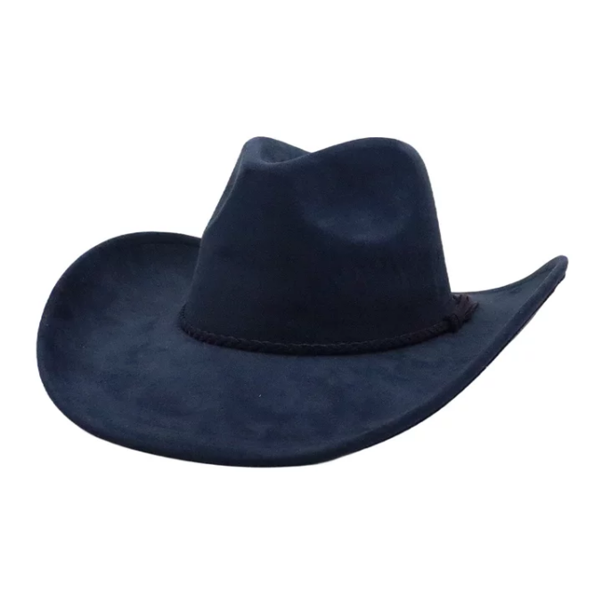 New Style Wide Brim vegan sude Cowboy Hats with fedora top