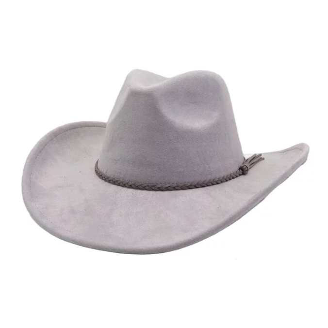 New Style Wide Brim vegan sude Cowboy Hats with fedora top