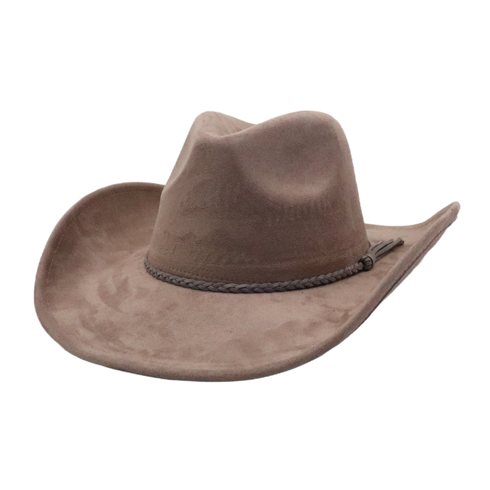 New Style Wide Brim vegan sude Cowboy Hats with fedora top